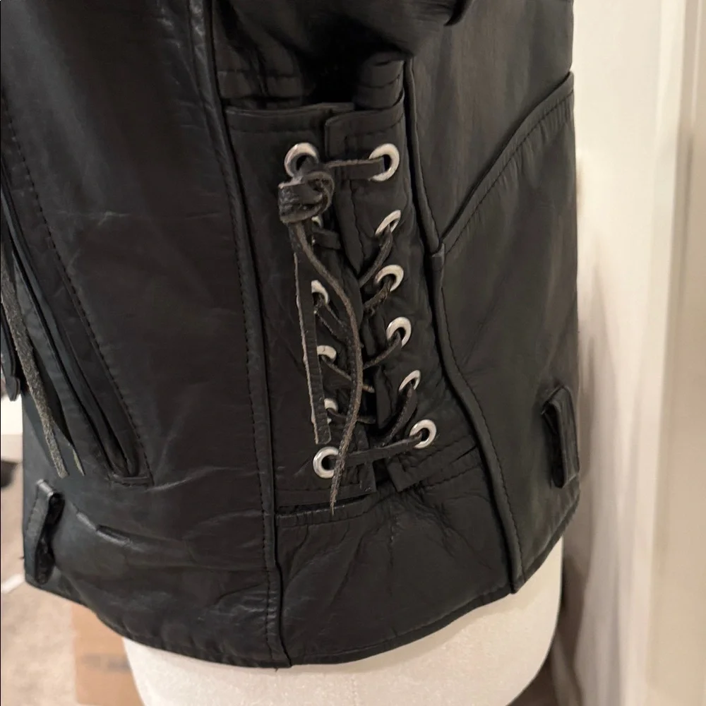 Vintage Excelled Leather Motorcycle Jacket Sz 44 80s 90s Biker Moto Heavyweight